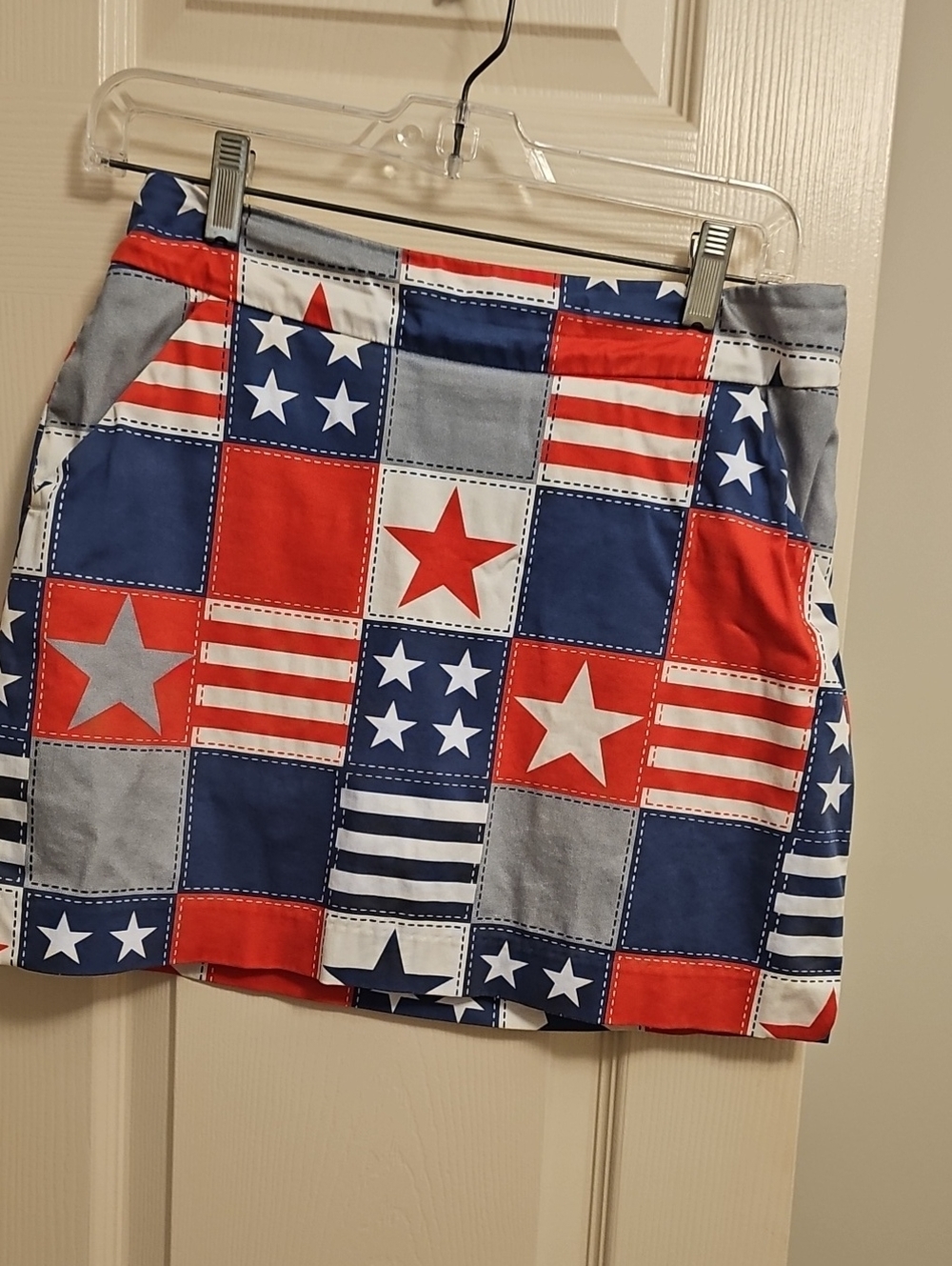 Loudmouth Red, Blue & White Patchwork Star Mini Skirt - Picture 2 of 3